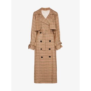Vela checked and belted trench coat