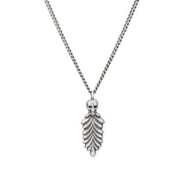 Skull & Feather Pendant Necklace