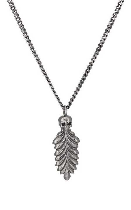 Skull & Feather Pendant Necklace展示图