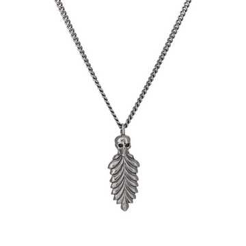 Skull & Feather Pendant Necklace