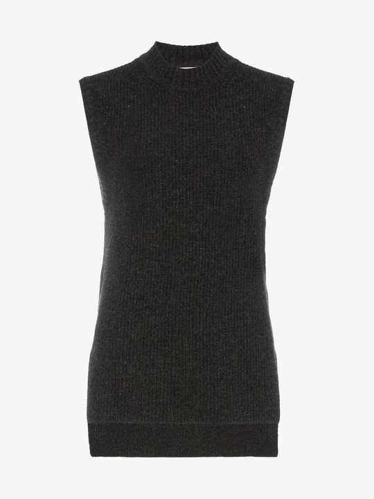 sleeveless knitted wool blend vest展示图