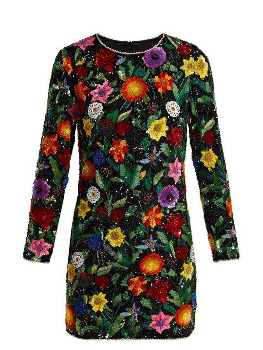 Magic Flower embellished silk-georgette mini dress展示图