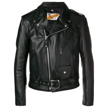 off-centre zip biker jacket