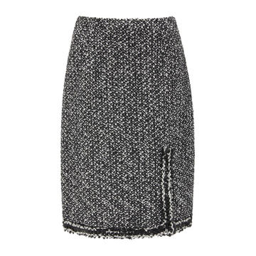 Frayed Tweed Midi Skirt