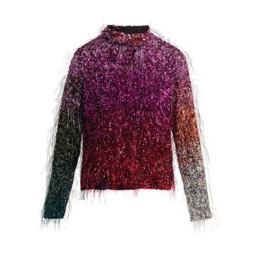 Tinsel sequin-embellished silk top