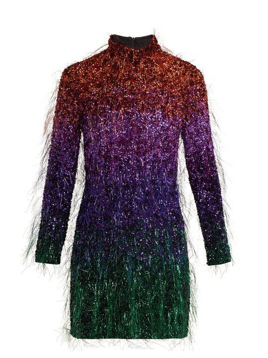 Tinsel sequin-embellished silk-georgette dress展示图