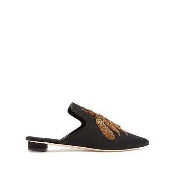 Ragno embroidered faille slipper shoes