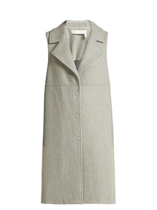 City wool-blend sleeveless coat展示图