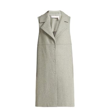 City wool-blend sleeveless coat