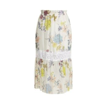 Floral paper-bag midi skirt