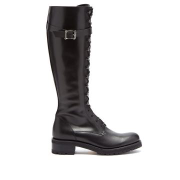 Duncan lace-up knee-high leather boots