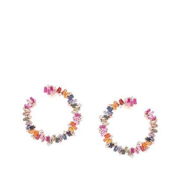 Large Rose Gold Fireworks Rainbow Spiral Hoops