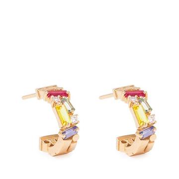 Yellow Gold Rainbow Fireworks Hoop Earrings