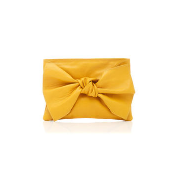 Tali Oversized Bow-Embellished Leather Clutch