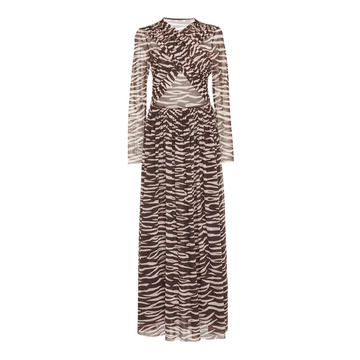 Tilden Zebra-Print Mesh Maxi Dress