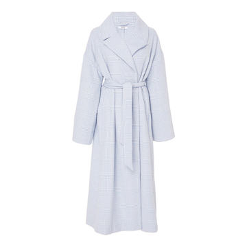 Woodside Belted Gingham Wool-Blend Felt Coat