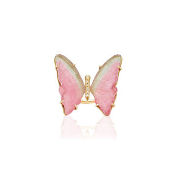 Medium Pink Tourmaline Butterfly Ring