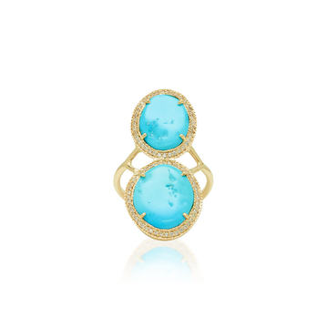 One-Of-A-Kind Turquoise Slice Trinity Ring