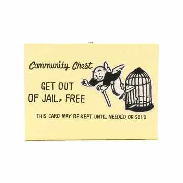 box shaped 'Get out of Jail, free' clutch bag