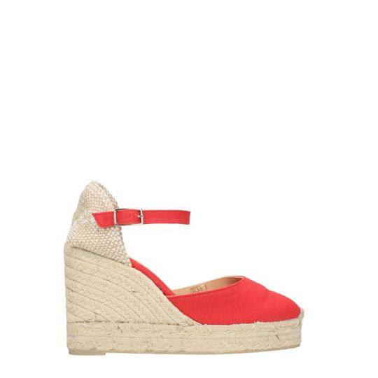 Castañer Carol Red Canvas Wedge Sandals展示图