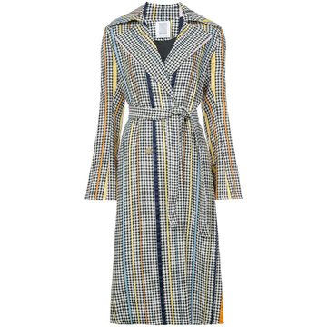 pied de poule belted trench coat