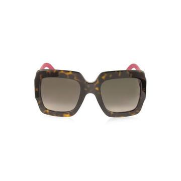 Gucci Gg0053s Optyl Square Women's Sunglasses W/glitter Temples