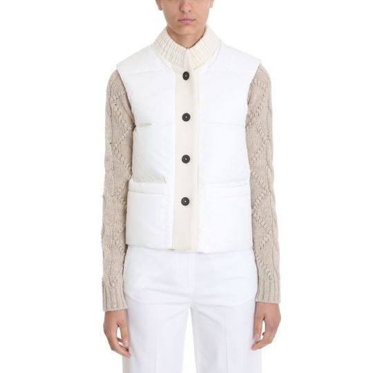 Jil Sander White Padded Quilted Vest展示图