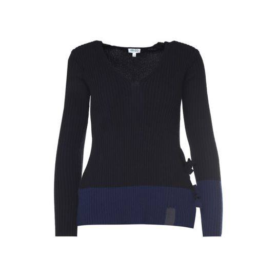 Kenzo Bow-detail Ribbed Cashmere And Wool-blend Jumper展示图