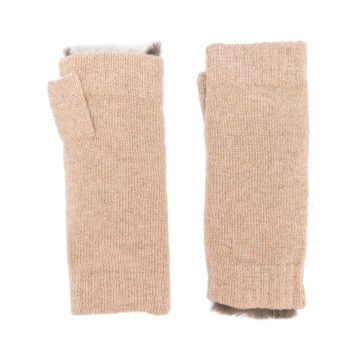 fur-trim fingerless gloves