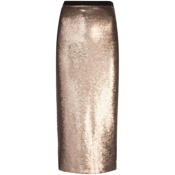metallic pencil skirt