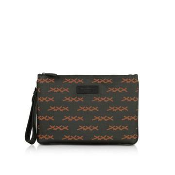 Ermenegildo Zegna Black Xxx Printed Coated Canvas And Vicuna Men's Clutch