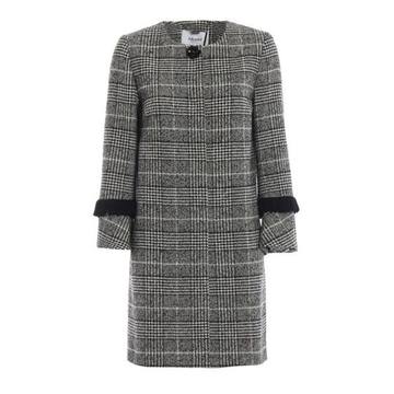 Blugirl Fringed Check Coat