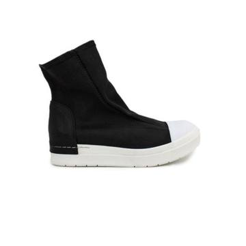 High-top Sneaker In Black Stretch Leather.