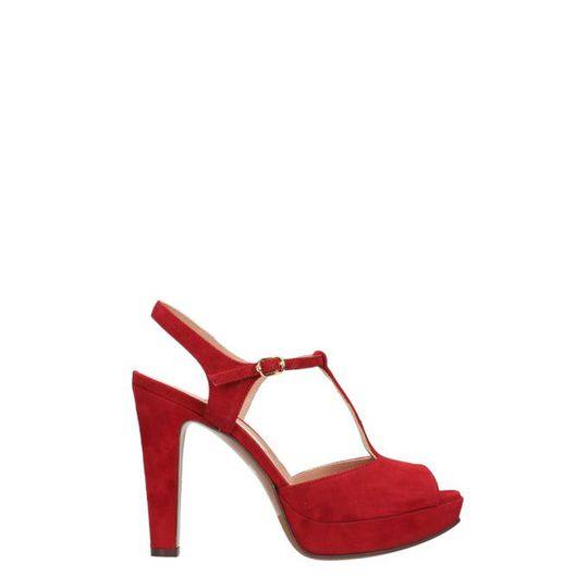 L'Autre Chose Plateau Red Suede Sandals展示图