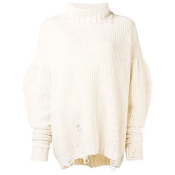 distressed turtle neck jumper