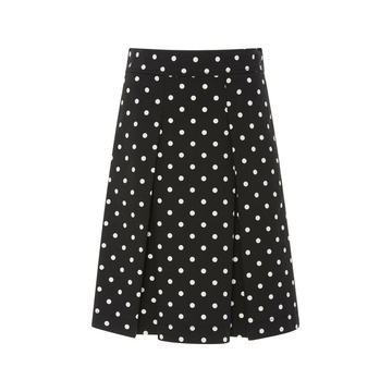 Pleated Polka Dot Cotton Skirt