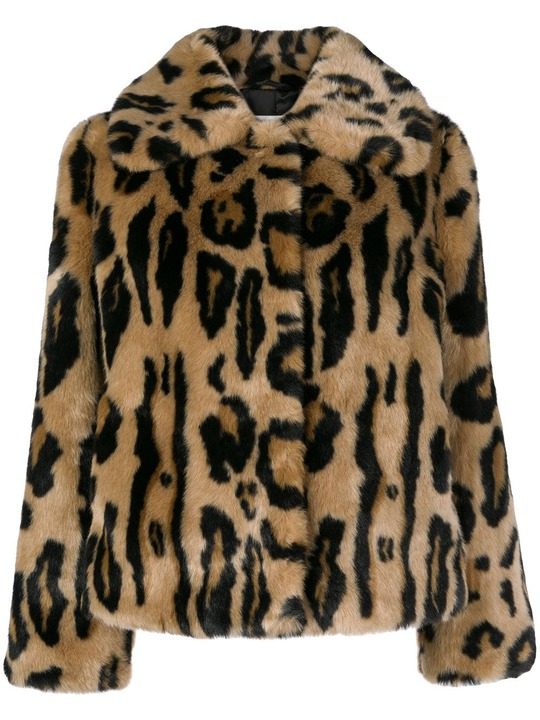 faux fur leopard print coat展示图