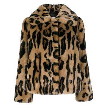 faux fur leopard print coat