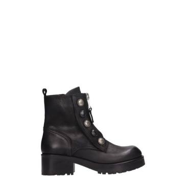Strategia Black Leather Combact Boots