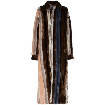 stripe faux fur coat