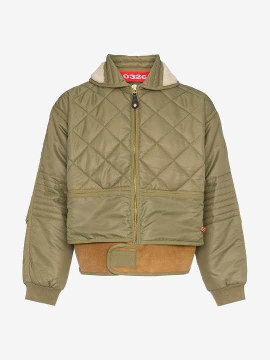 Cosmo shearling collar quilted bomber jacket展示图