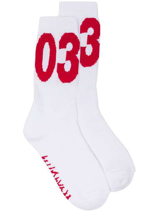 White And Red Big Logo Cotton Socks展示图