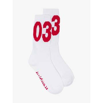 White And Red Big Logo Cotton Socks