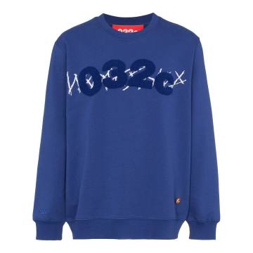 Blue cotton embroidered sweatshirt