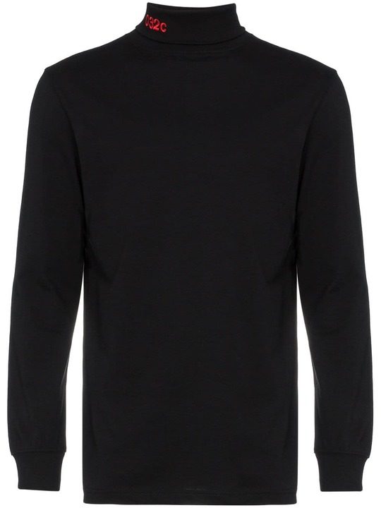 Black embroidered logo turtleneck展示图