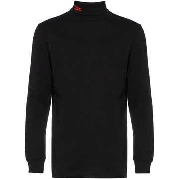 Black embroidered logo turtleneck