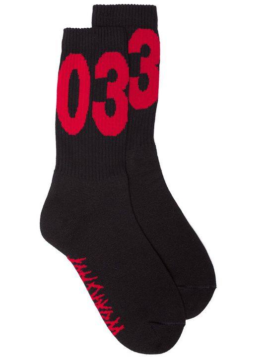 Black And Red Big Logo Cotton Socks展示图