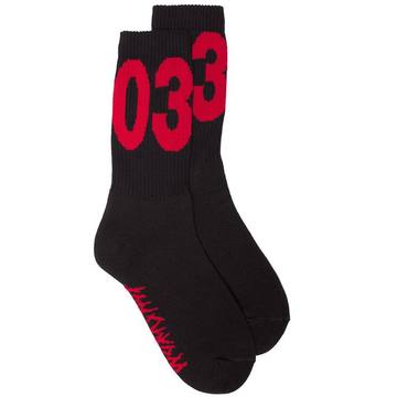 Black And Red Big Logo Cotton Socks