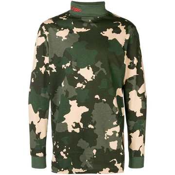 camouflage print turtleneck sweater