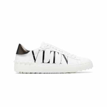 white and black VLTN leather open sneakers